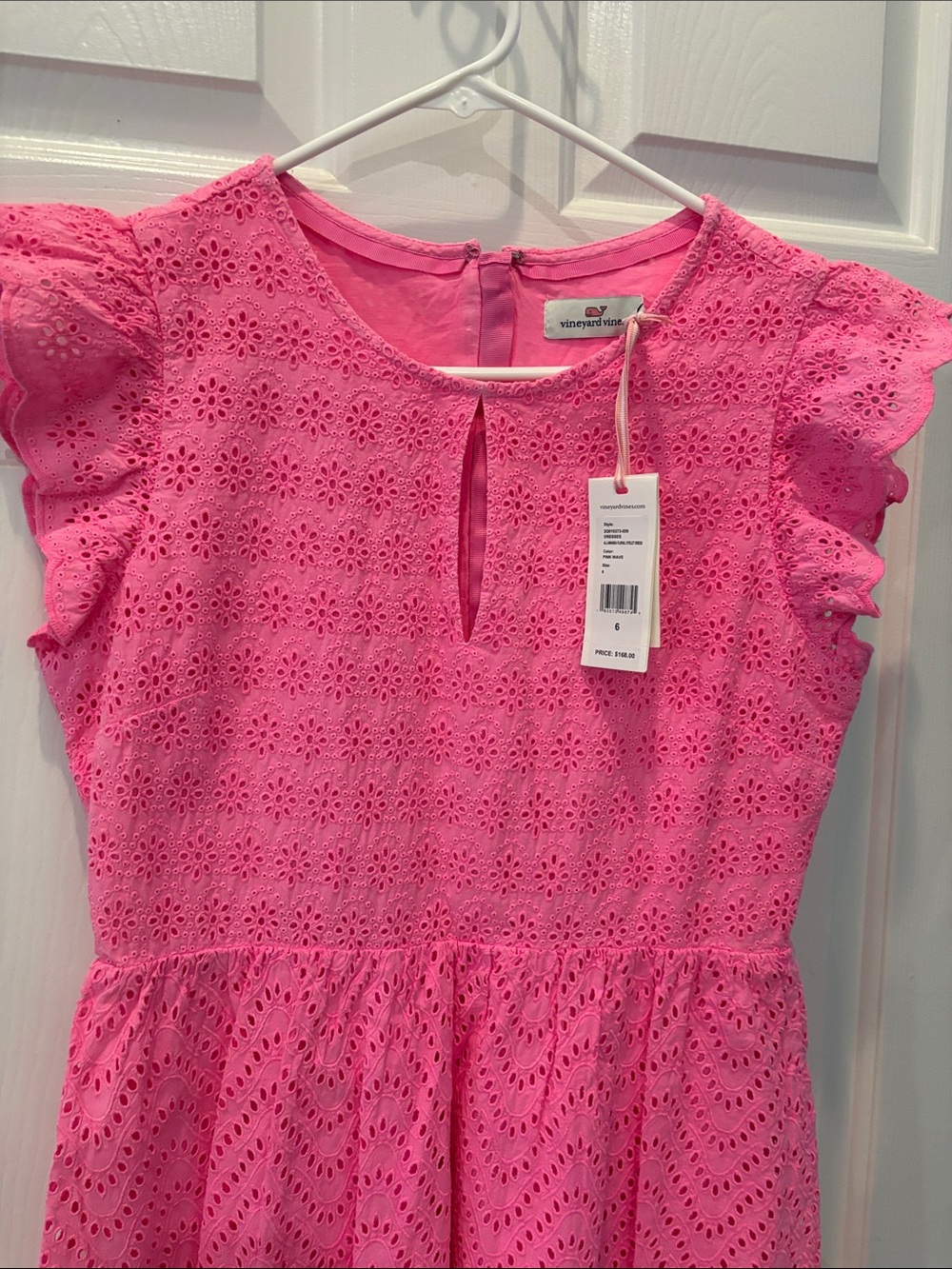 Vineyard Vines Hot Pink Eyelet Flutter Sleeve Dress-Firm price - Picture 3 of 4